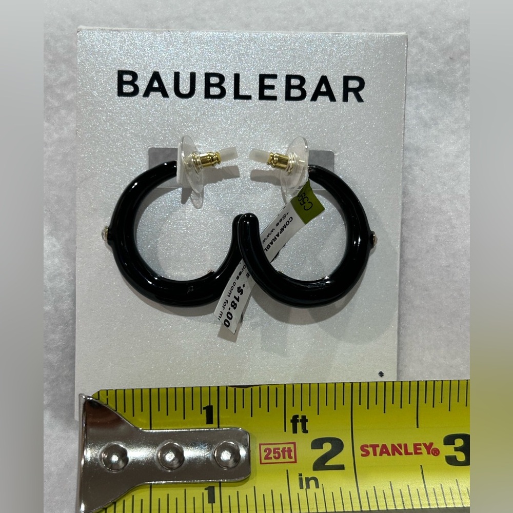 BaubleBar Glossy Black Hoop Earrings
